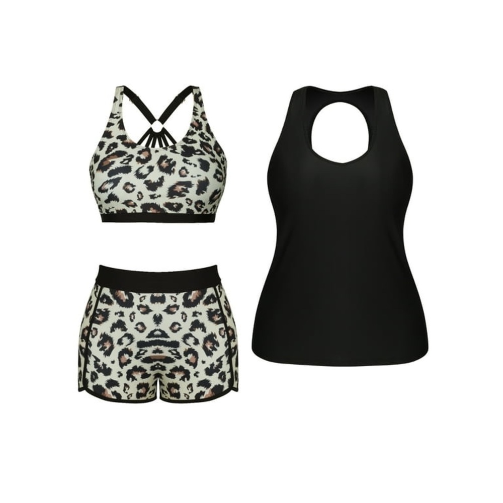 Rivelino Plus Size 3 Piece Tankini Tummy Control swimsuit with Boy Shorts NWOT - Picture 7 of 13